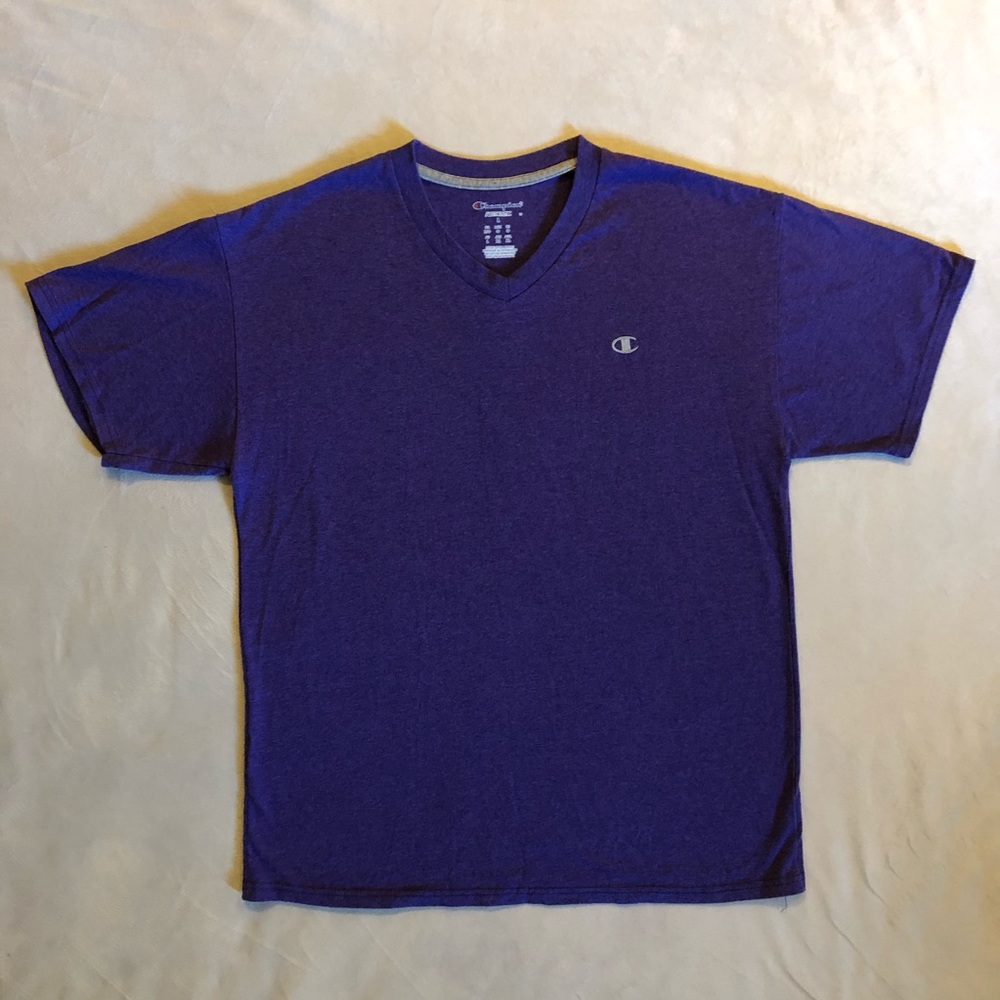 Purple V-Neck Champion Authentic Men’s T Shirt